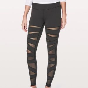 Lululemon high rise Wunder Under tech mesh black